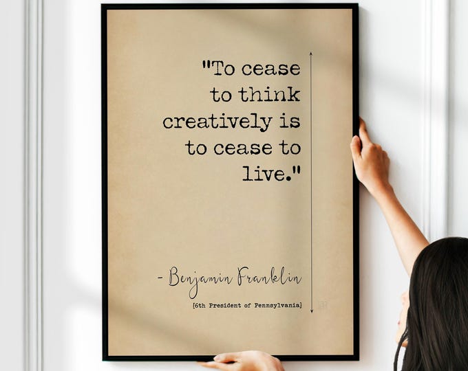 Benjamin Franklin Quote Print - Inspiring Typography Wall Art