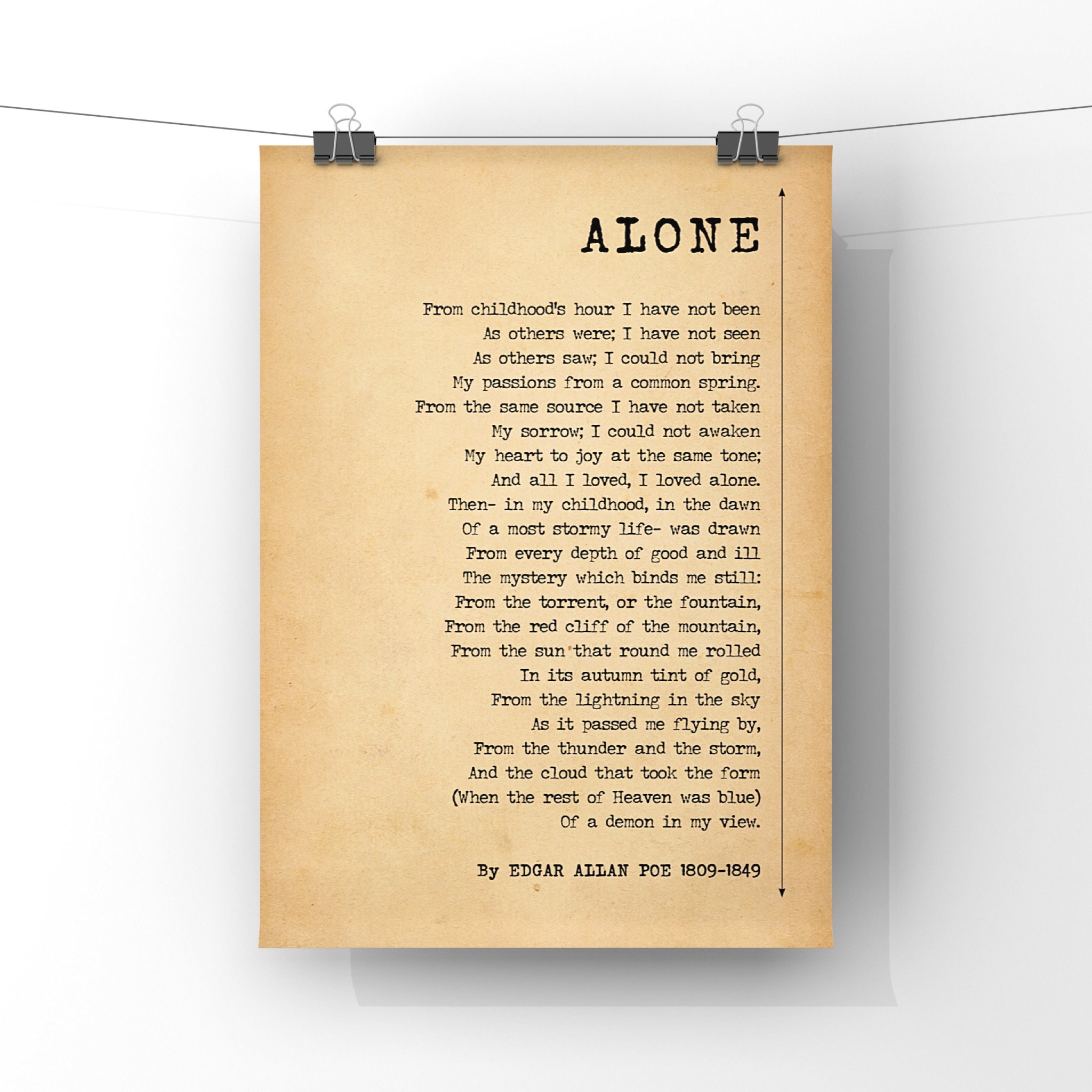 Alone by Edgar Allan Poe Poster Print Minimalist Poem - Etsy UK
