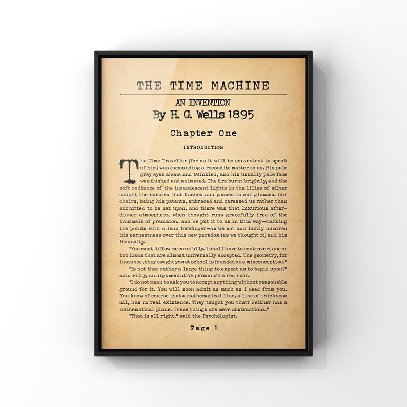 The Time Machine by HG Wells Novel Book Page Poster Print | Etsy UK