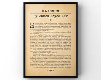 Ulysses By James Joyce Book Novel First Page Print | Literary Book Art Gift Idea | Classic Literature Art Print | PRINTED