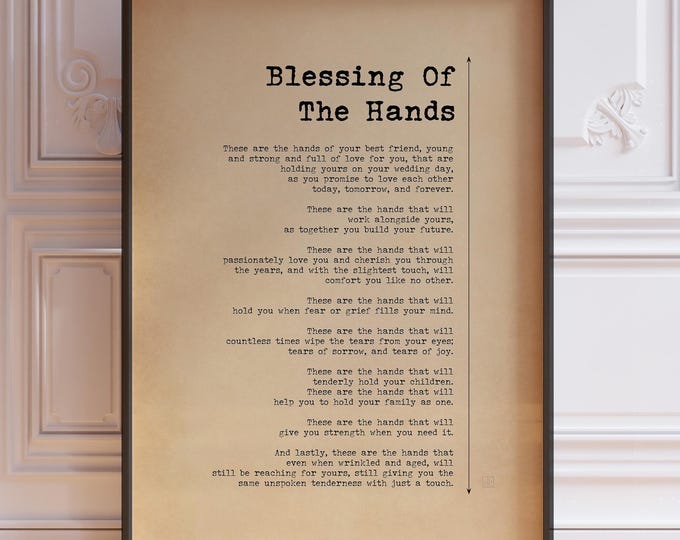 Marriage Blessing Poster Print These are the Hands Wedding Reading Hand fasting Marriage Ceremony Wedding Gift For Couple | PRINTED