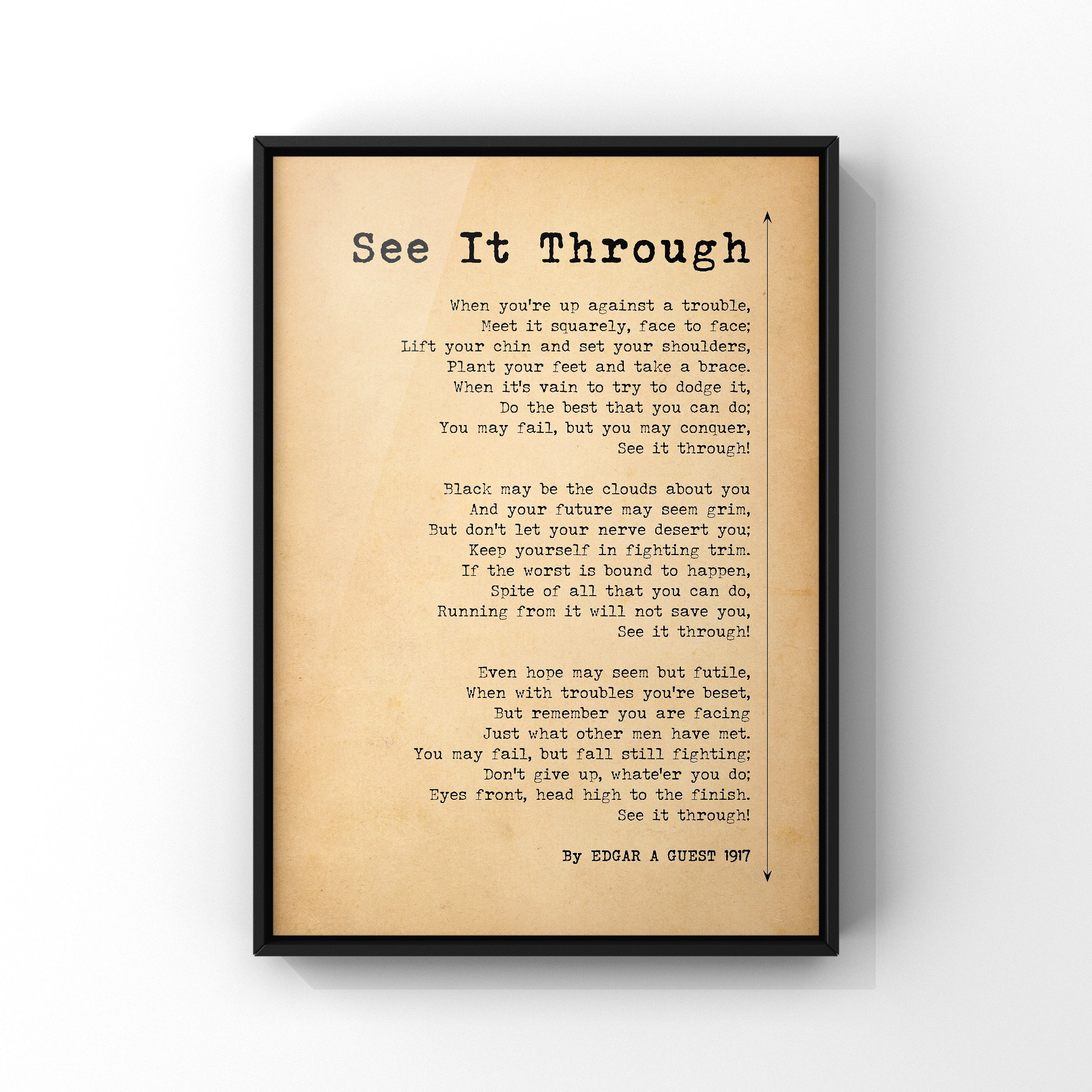 See It Through Poem by Edgar A Guest Poster Print Success Etsy