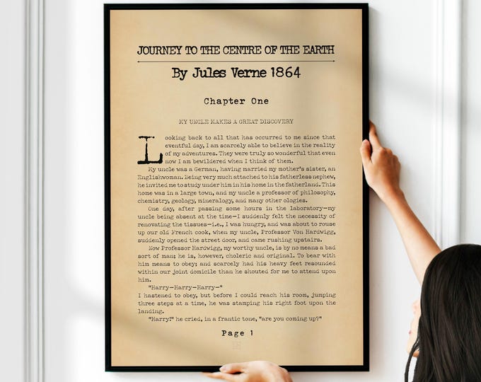 Journey to the Centre of the Earth Print - Classic Jules Verne Book Page
