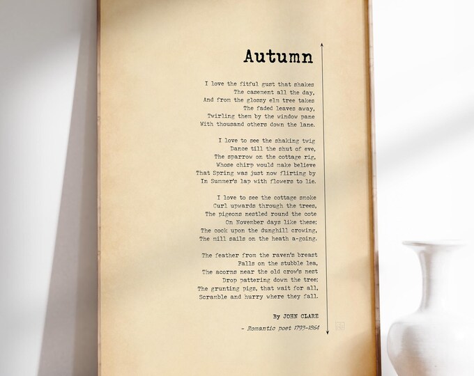 Autumn Poem Print - Vintage Nature Poetry Wall Art