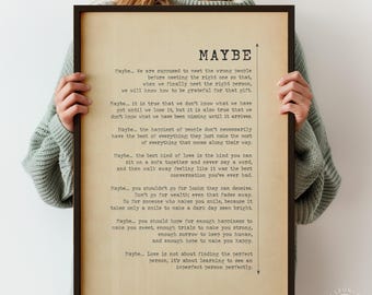 Maybe Love Poem Print - Vintage Romantic Poetry Wall Art, Boyfriend Girlfriend Gift, Framed or Unframed Keepsake