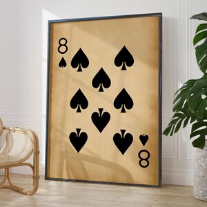 Rustic Eight of Spades Art Print - Vintage Poker Card Poster