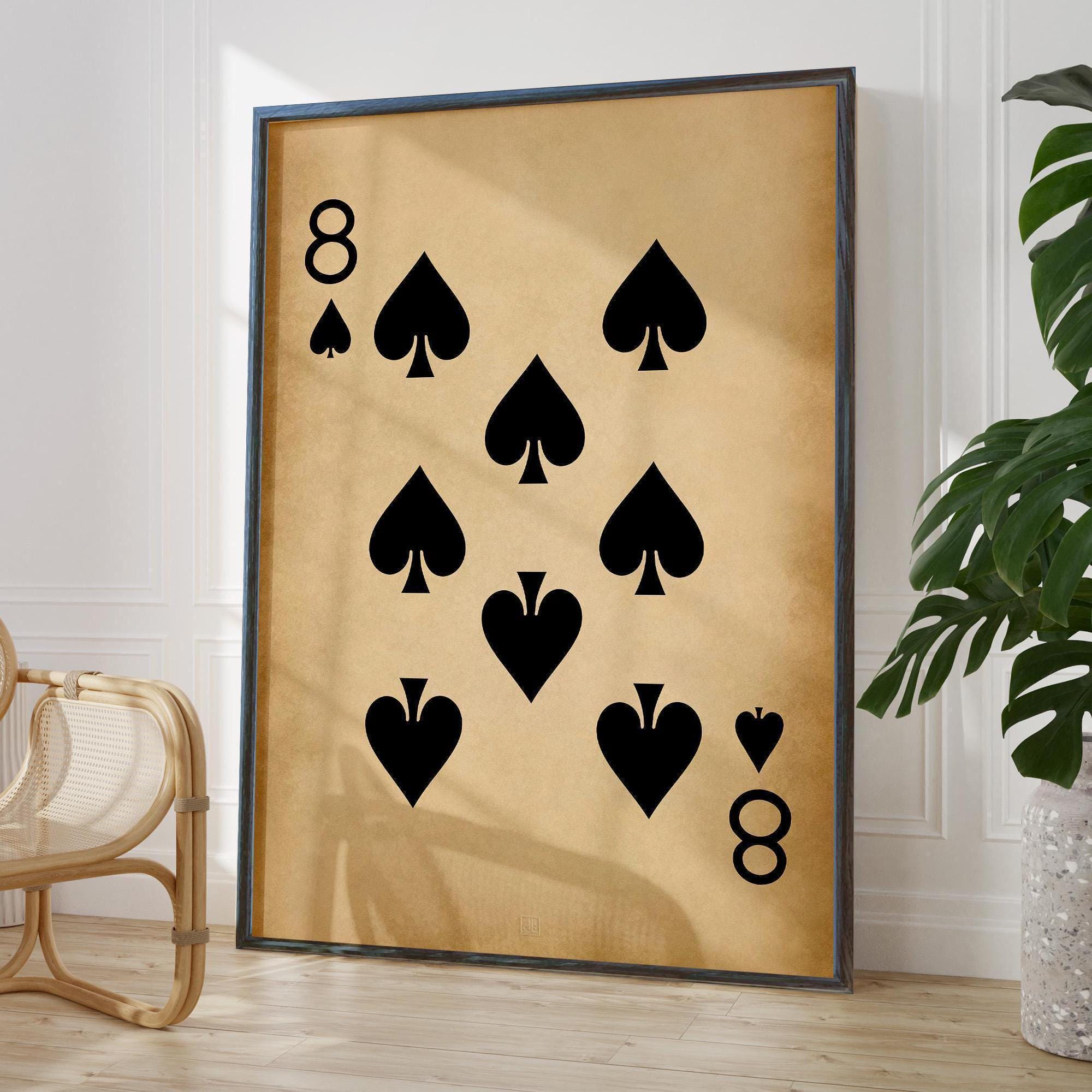 Rustic Eight of Spades Art Print - Vintage Poker Card Poster - Etsy