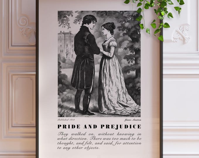 Pride and Prejudice Quote Print - Jane Austen Book Art