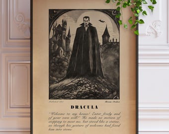 Dracula Illustration Art Print - Gothic Literary Decor, Quote Poster Gift