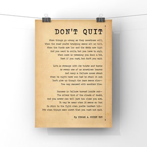 Don't Quit Poem by Edgar A Guest and John Greenleaf Whittier Success ...