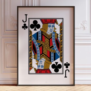 Poster Poster Jeu de cartes à jouer Jack of Clubs, Cartes à jouer Black Jack, Impression jeu de cartes, Poster main de poker, Art mural Jack | IMPRIMÉ