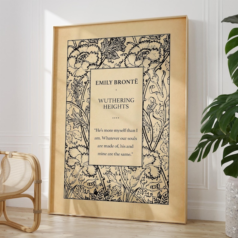 Wuthering Heights Book Cover Art Poster Print - Emily Bronte Book Title Page Art Print, Classic Literary Wall Decor, Framed or Unframed zdjęcie 2
