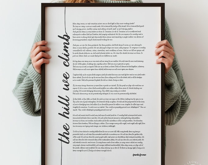 Amanda Gorman Poem Print - The Hill We Climb, Script Wall Art