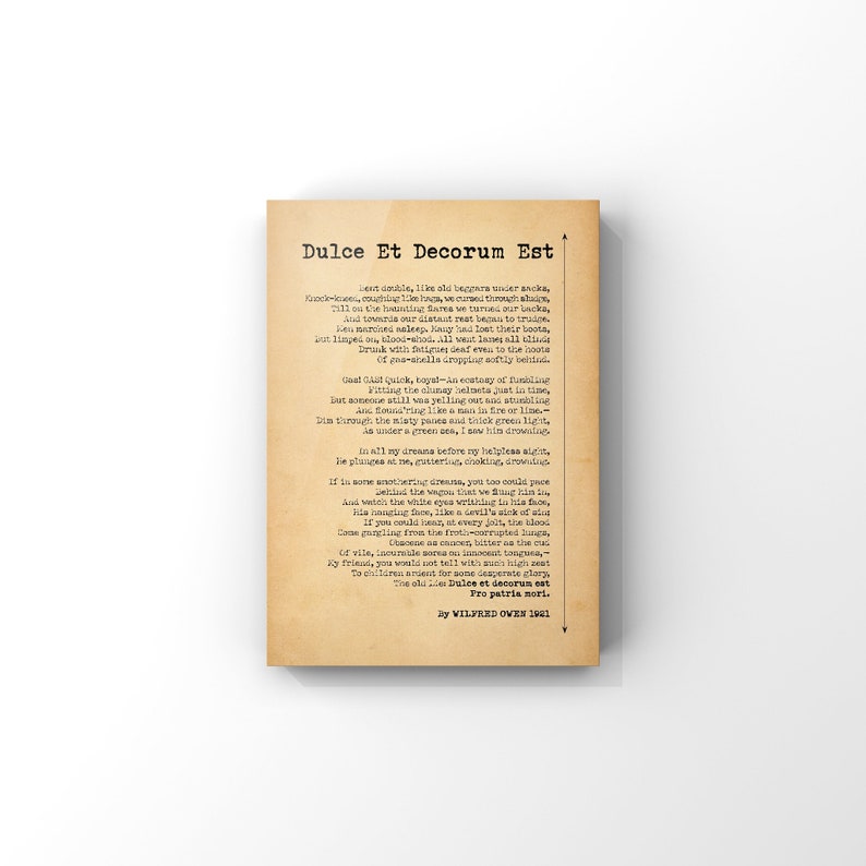 Dulce Et Decorum Est Pro Patria Mori Poster Print By Wildred Etsy Dulce Et Decorum Est Pro Patria Mori Poster Print By Wildred Etsy