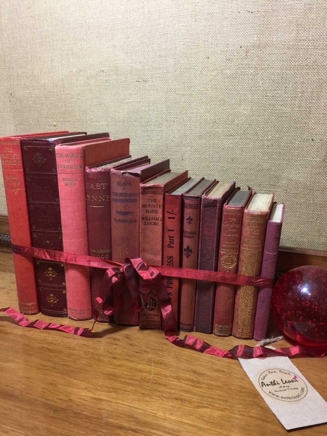Red Vintage Books Old Books Decoration Red Book Collection