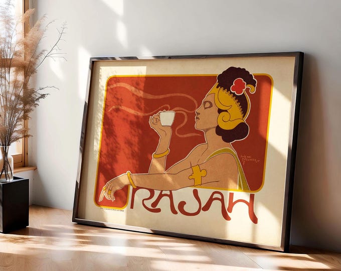 Rajah Coffee Poster - Vintage French Advertising (Framed or Unframed)