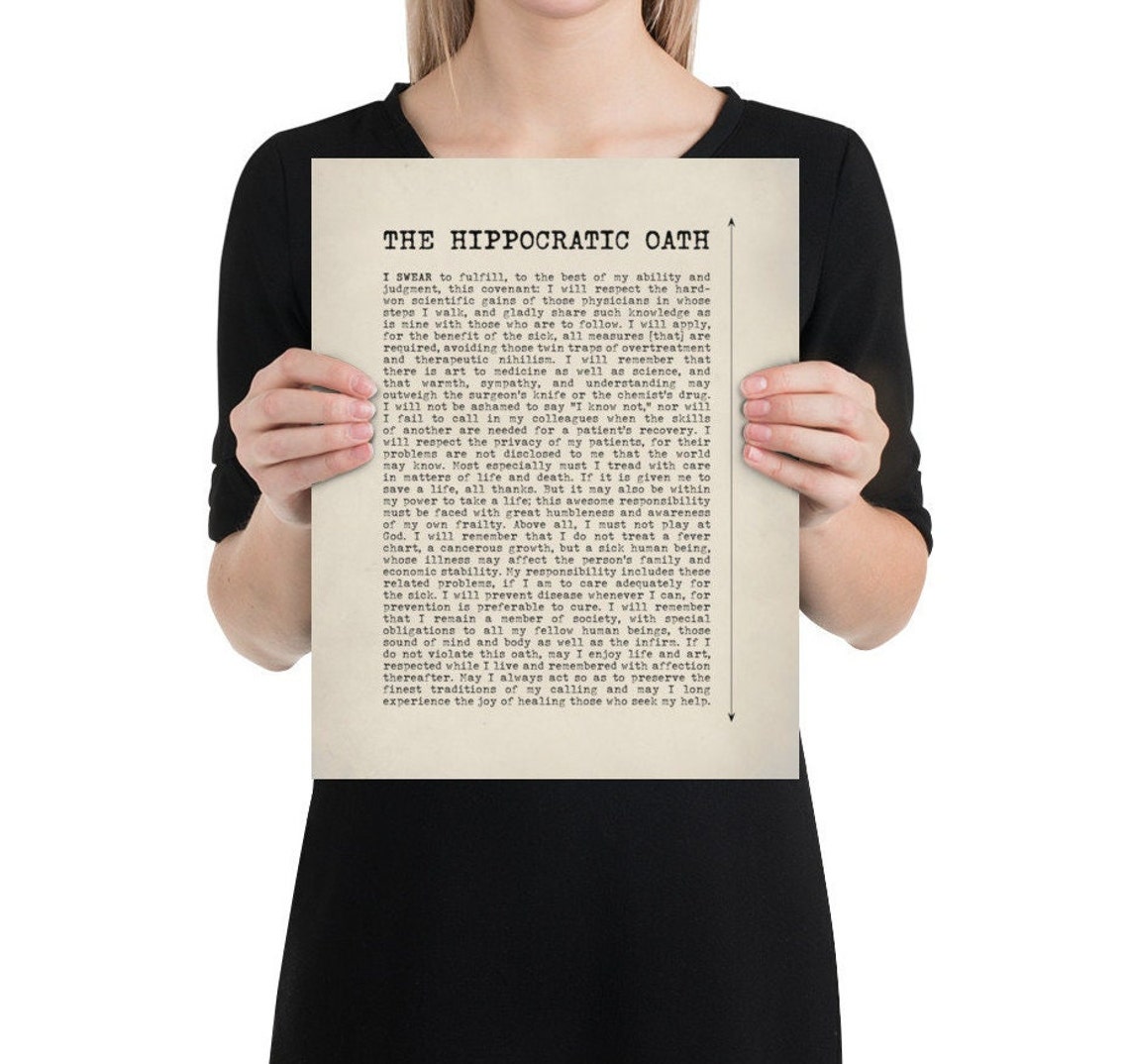 Hippocratic Oath Print Modern Day Louis Lasagna Medical - Etsy UK