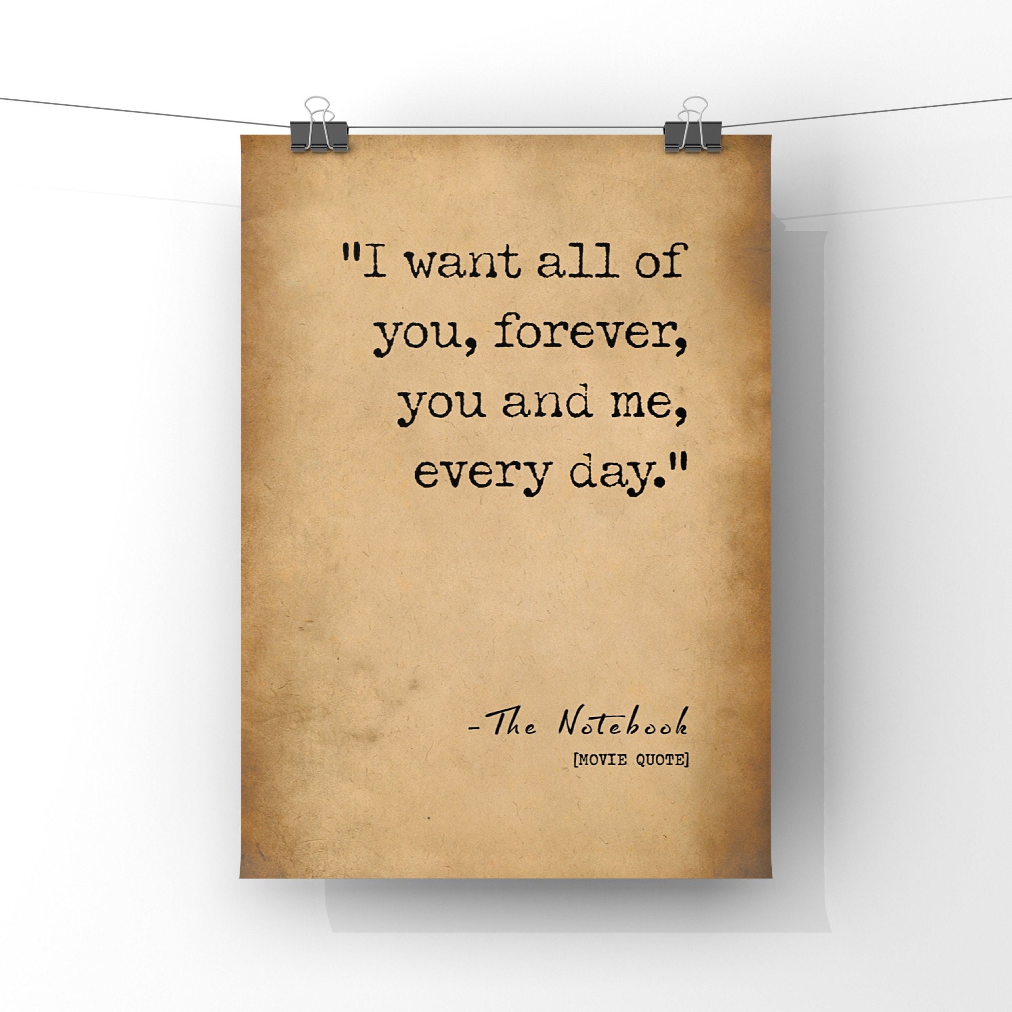 I Want All Of You The Notebook Movie Quote Poster Print Etsy