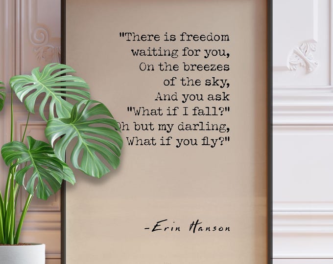 What if I fall Poem Quote Poster Print | Erin Hanson Quote Wall Art | Large Typography Wall Decor | PRINTED