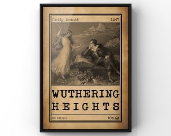 Wuthering Heights Book Cover Art Illustration Poster | Emily Bronte Classic Novel Advert Print | Romantic Literary Wall Art Gift | PRINTED