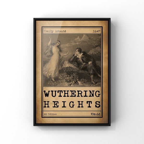 Wuthering Heights Buchcover Kunst Illustration Poster | Emily Bronte Classic Novel Werbedruck | Romantisches literarisches Wandkunst-Geschenk | GEDRUCKT