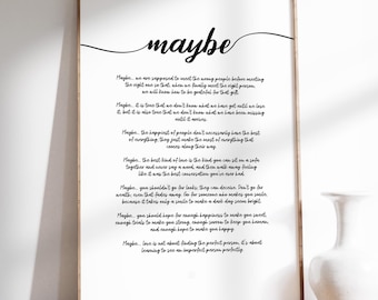 Vielleicht Liebe Gedicht von Anonymer Autor Druck - Romantisches Geschenk für Freund oder Freundin, gerahmt, ungerahmt & Leinwand Schrift Poesie Wandkunst