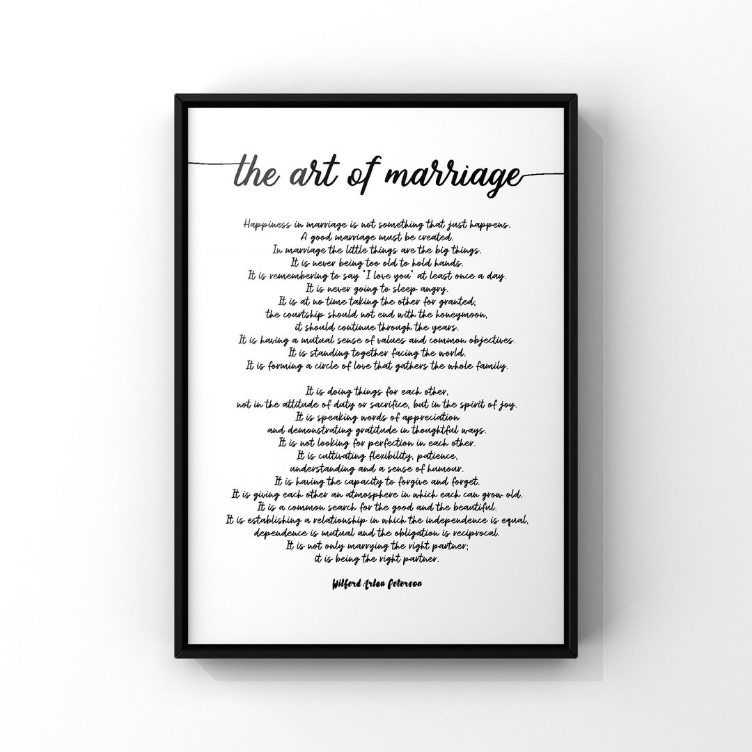 The Art of Marriage Script Poem Poster Print Bridal Ceremony - Etsy