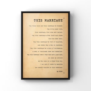 This Marriage Love Poem | Poem by Rumi Poster Print | Wedding Ceremony Service Poetry | Romantic Poetry Print | PRINTED