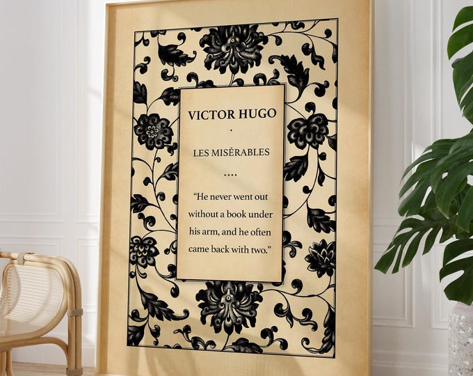 Les Misérables Print - Vintage French Book Cover Art, Victor Hugo Quote Poster