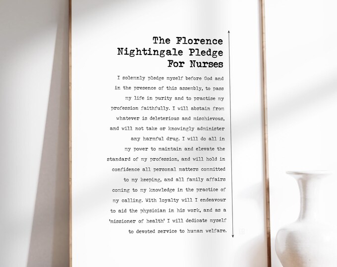 Florence Nightingale Pledge Print - Vintage Nurse Graduation Gift