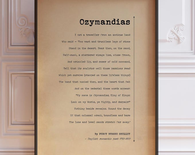 Ozymandias Poem by Percy Shelley Poster Print |  King of Kings Poem | Minimalist Style Poem | Antique Poetry | PRINTED