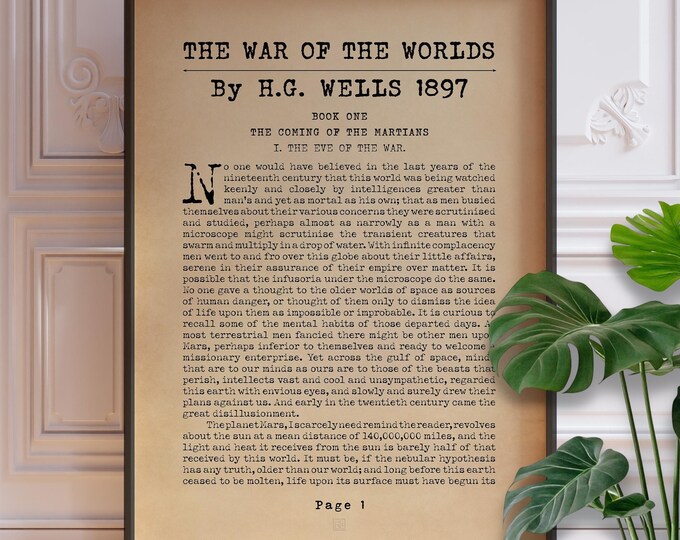 War of the Worlds Book Page - Vintage Science Fiction Print (Framed or Unframed)