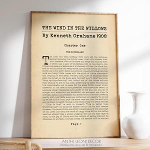 The Wind In The Willows By Kenneth Grahame Book Page Print, Nursery Room Decor, Vintage Nursery Wall Art | PRINTED