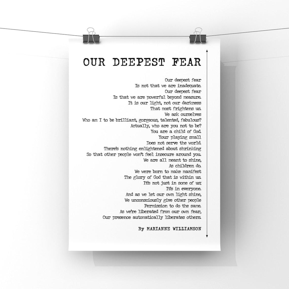 Our Deepest Fear Poem by Marianne Williamso…