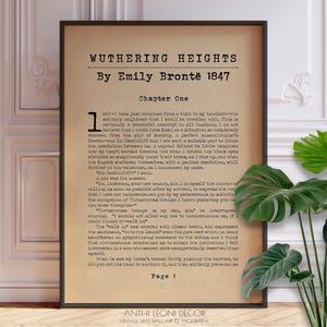 Wuthering Höhen by Emily Bronte Buch Poster Druck | Classic Romantische Roman Erste Seite | Antike Stil literarische Kunst Geschenk | BEDRUCKT