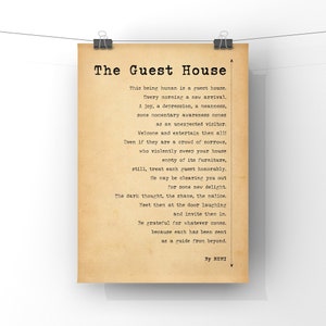 The Guest House Poem by Rumi Poster Print A Poem for the Broken Hearted ...