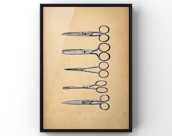 Scissors Print, Sewing Scissors Print, Craft Room Wall Art, Craft Room Sign, Salon Decor, Gift for Hairdresser, PRINTED Poster Print