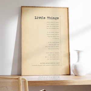 Little Things Poem Print - Julia Carney Poster, Poetry About Life's Small Pleasures, Antique Paper Inspirational Wall Art Framed or Unframed image 3