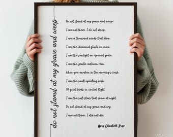 Remembrance Poem Wall Art - Do Not Stand At My Grave (Minimalist Print)