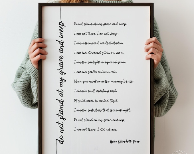Remembrance Poem Wall Art - Do Not Stand At My Grave (Minimalist Print)