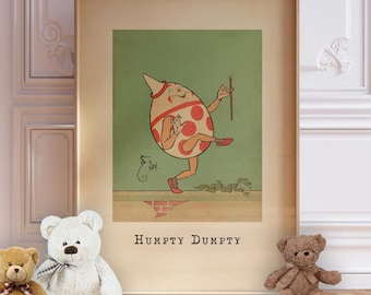 Vintage Humpty Dumpty Print - Children's Nursery Wall Art, Framed or Unframed