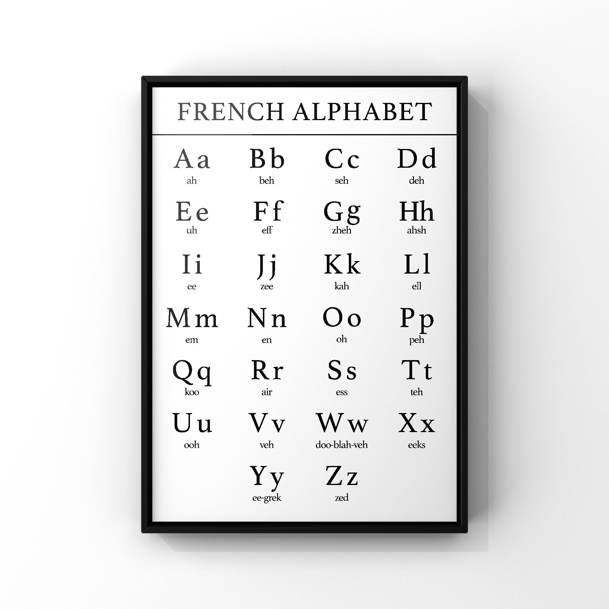 French Alphabet Chart Poster Print L Alphabet Francais Etsy Australia