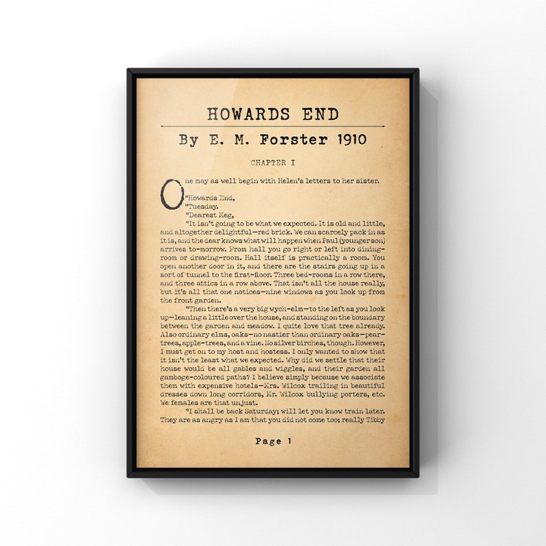 Howards End By Em Forster Book Page Print Classic Early th Etsy Howards End By Em Forster Book Page Print Classic Early th Etsy