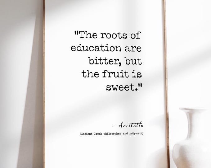 Education Quote Poster - Aristotle, Motivational Typography, Framed or Unframed