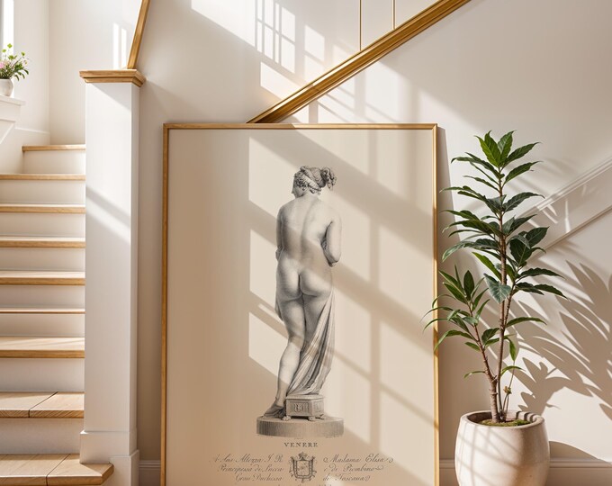 Venus Back View Print by Domenico Marchetti - Renaissance Nude Art, Classical Roman Wall Decor, Fine Art Statue Poster