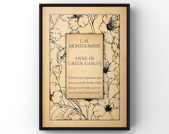Anne Of Green Gables Book Cover Art Poster Print | LM Montgomery Book Title Page Wall Art | Classic Literary Decor | PRINTED