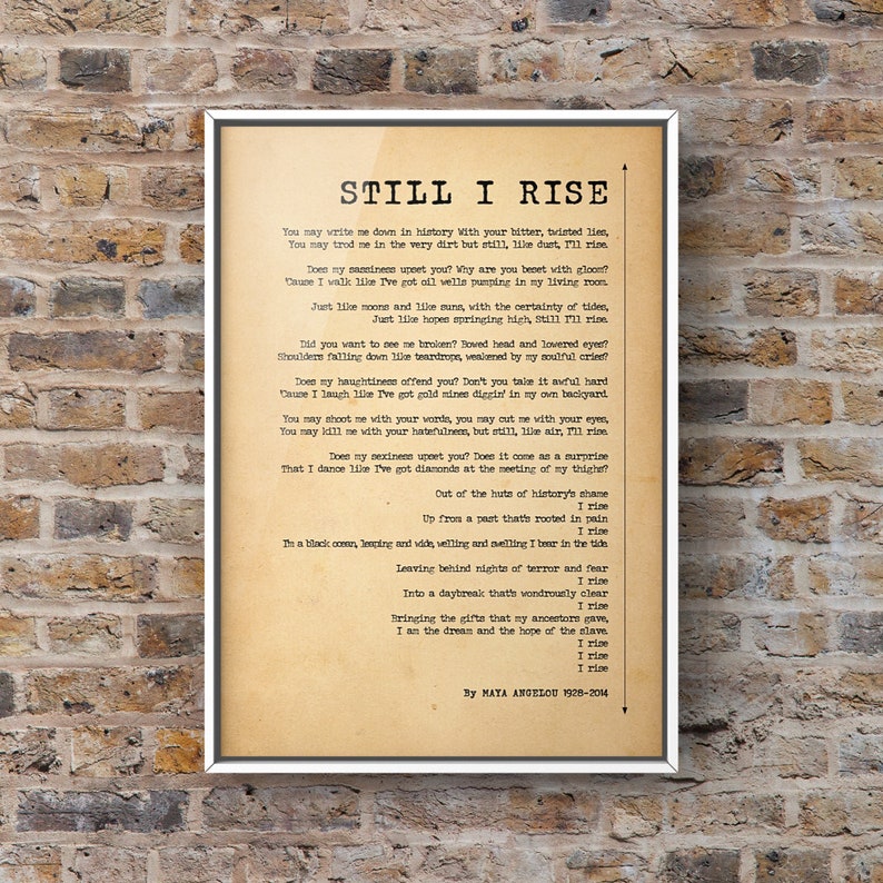 Still I Rise Poem by Maya Angelou Poster Print Inspirational | Etsy