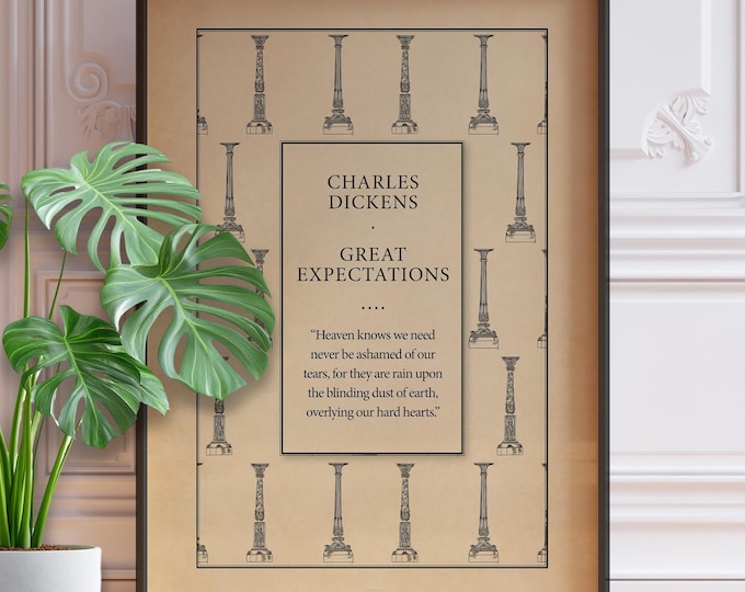 Great Expectations Poster - Dickens Quote Wall Art, Emotional Vintage Book Print