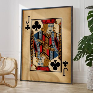 Antieke Black Jack muurdecoratie rustieke speelkaarten poster print Jack of Clubs poster kunst woondecoratie cadeau | OPTIES GEDRUKT FRAME