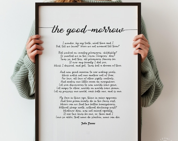 The Good-Morrow Poem Print - John Donne Modern Black and White Wall Art